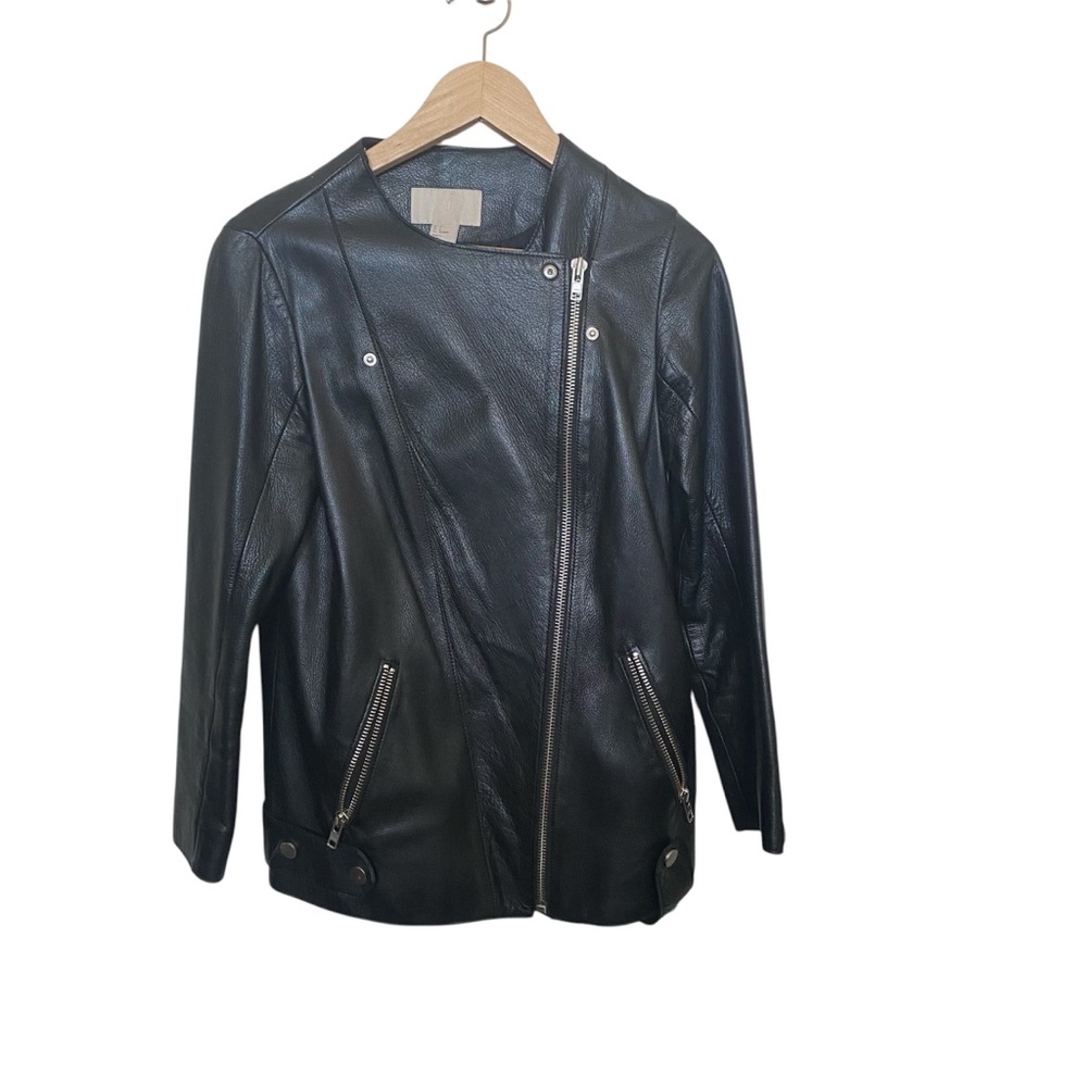 H&M Shell is 100% Leather Black Jacket - Biker Jacket